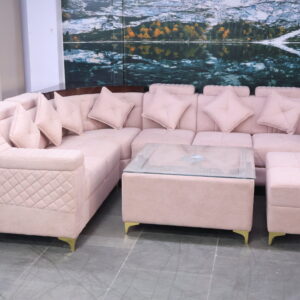 Luxury Plush Pink L-Shape Sofa Set