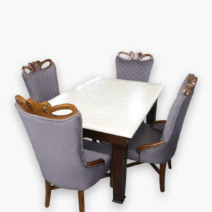 Elegant 4-Seater Dining Table Set with Marble Top