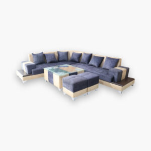 Modern Dual-Tone L-Shape Sofa Set with Center Table