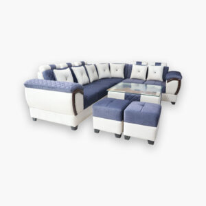 Luxury Dual-Tone L-Shape Sofa Set with Center Table