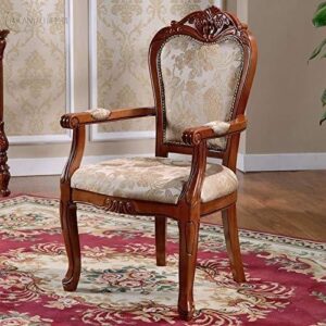 Luxury Carved Wooden Arm Chair with Upholstery | Classic Royal Dining