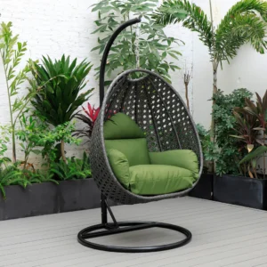Hanging Egg Chair with Stand & Cushion | Outdoor Indoor Swing Chair for Balcony